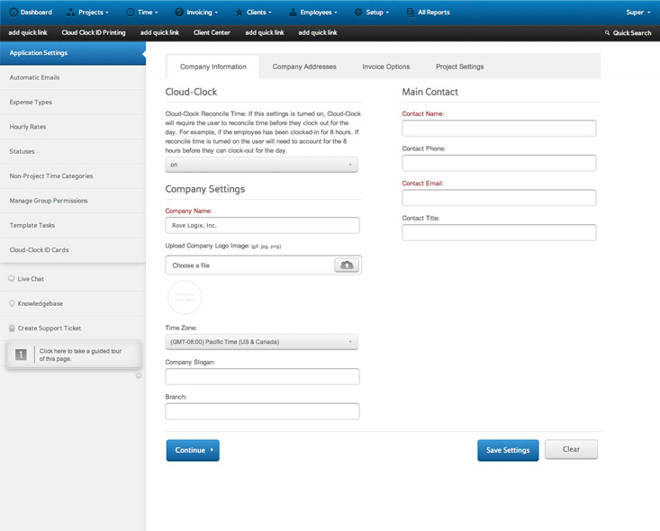 Rove Logix Client App Settings